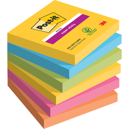 Post-it Haftnotizen Super Sticky Notes, 76 x 76 mm, Carnival