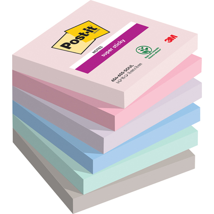 Post-it Haftnotizen Super Sticky Notes, 76 x 76 mm, Soulful