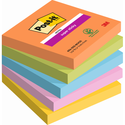 Post-it Haftnotizen Super Sticky Notes, 76 x 76 mm, Boost