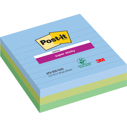 Post-it Haftnotizen Super Sticky Notes, 101 x 101mm, liniert