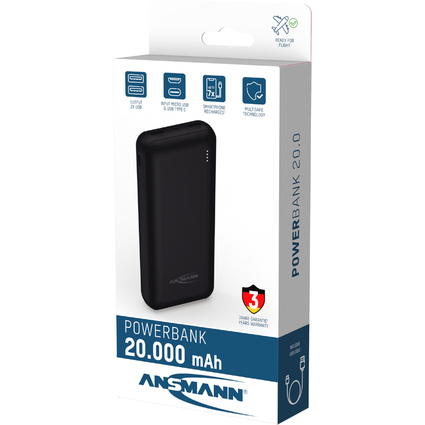 ANSMANN Mobiler Zusatzakku PB212, 20.000 mAh, schwarz