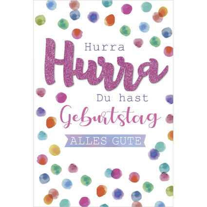 SUSY CARD Geburtstagskarte Glitzer "Hurra"