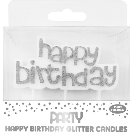 Clairefontaine Kuchenkerze "Happy Birthday", silber