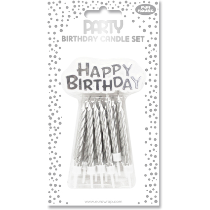 Clairefontaine Geburtstagskerzen "Happy Birthday", silber