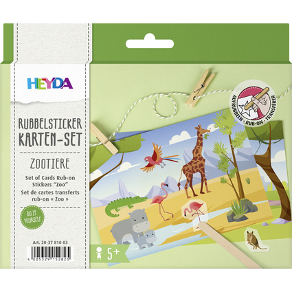 HEYDA Rubbelsticker Karten-Set "Zootiere"