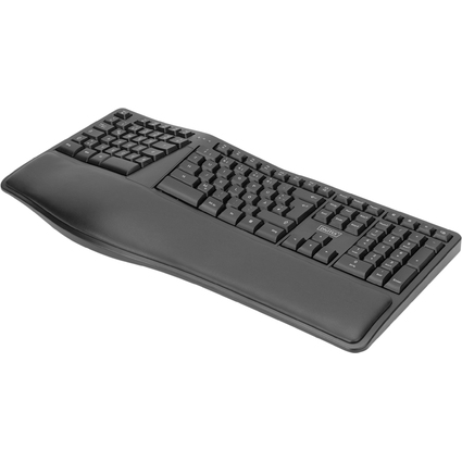 DIGITUS Ergonomische Tastatur, kabellos, schwarz