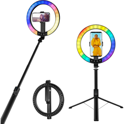 LogiLink Smartphone-Ringlicht mit Selfie-Stick-Stativ