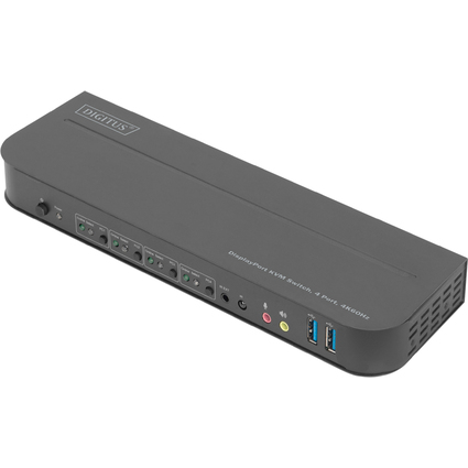 DIGITUS KVM-Switch, 4-Port, 4K60Hz, 4x DP in, 1x DP/HDMI out