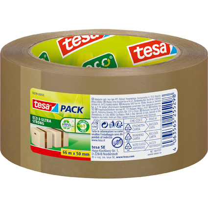 tesapack ECO & ULTRA STRONG Verpackungsklebeband, 50mm x 66m