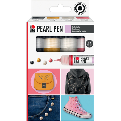 Marabu Perlenfarbe Pearl Pen, 4er Set, farbig sortiert