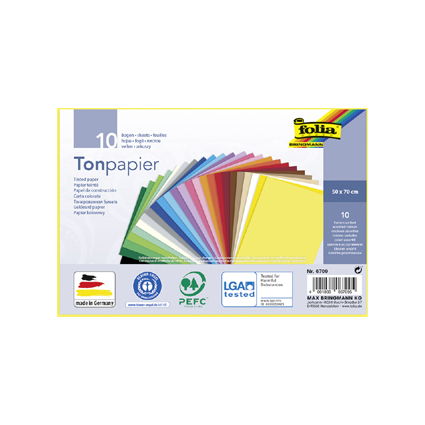 folia Tonpapier, (B)500 x (H)700 mm, 130 g/qm, sortiert