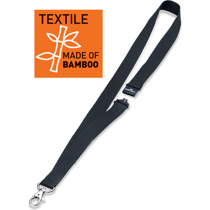 DURABLE Textilband 20 ECO mit Karabiner, Bambus, schwarz