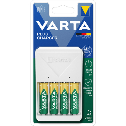 VARTA Ladegert Plug Charger, wei, bestckt AA