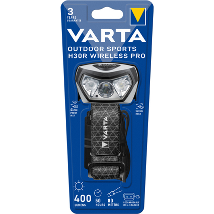 VARTA Kopflampe Outdoor Sports H30R Wireless Pro mit Akku