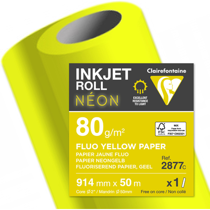 Clairefontaine Inkjet-Plotterrolle NEON, (B)914 mm x (L)50 m