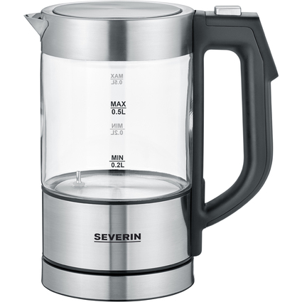 SEVERIN Mini-Wasserkocher WK 3458, 0,5 Liter, Glas/Edelstahl