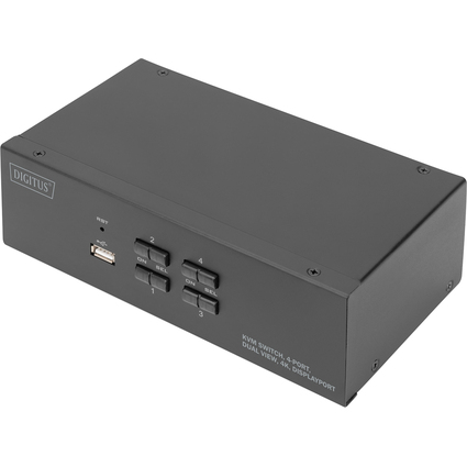 DIGITUS KVM Switch, 4 Port, Dual Display, 4K, DisplayPort