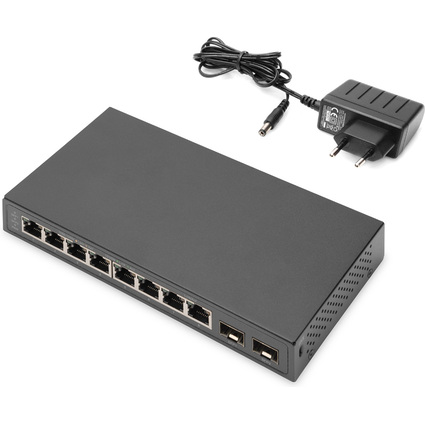 DIGITUS Desktop Gigabit Switch, 8 Port + 2 Gigabit SFP Ports