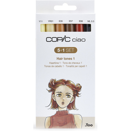 COPIC Marker ciao, 5+1 Set "Hair Tones 1"