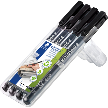 STAEDTLER Lumocolor Permanent-Marker 318F, schwarz, 4er Etui