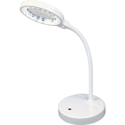 KLEIBER Mini LED-Tischleuchte mit Lupe, wei