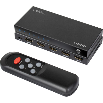 LogiLink 4K/60 Hz HDMI Switch, 4-fach, schwarz