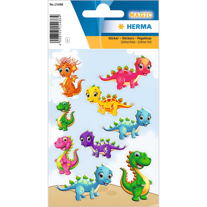 HERMA Sticker MAGIC "kleine Dinos", aus Glitterfolie