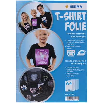 HERMA T-Shirt Transferfolie, DIN A4, dunkle Textilien, wei