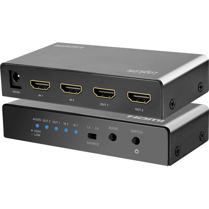 LogiLink 4K/60 Hz HDMI-Switch, 2x 2-fach, bidirekt, schwarz