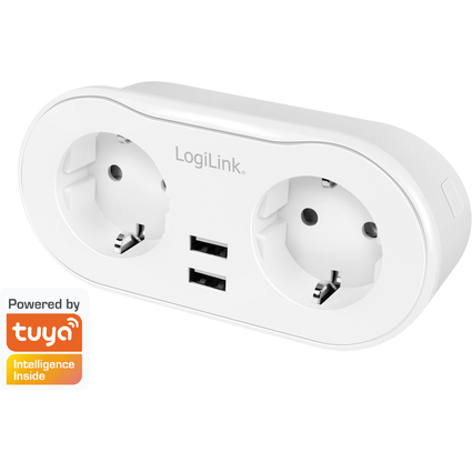 LogiLink Wi-Fi Smart Plug Adapterstecker, 2-fach + 2x USB