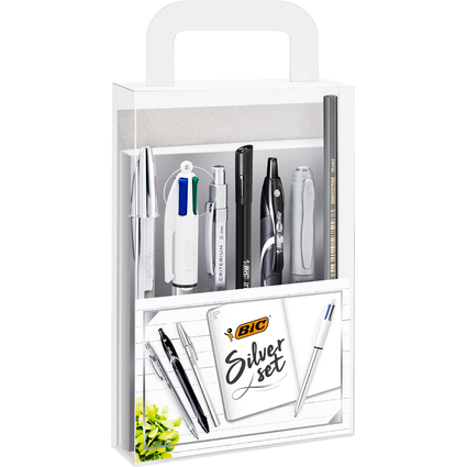 BIC Schreibset "SILVER" mit Notizbuch, 8-teilig