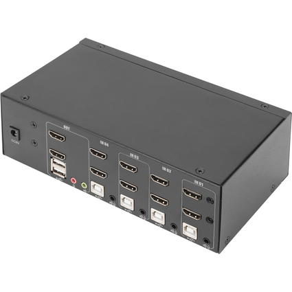 DIGITUS KVM-Switch, 4-Port, Dual-Display, 4K, HDMI