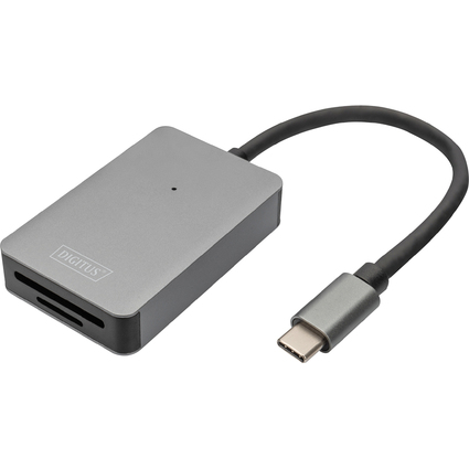 DIGITUS USB-C High Speed Kartenlesegert, 2 Port, dunkelgrau