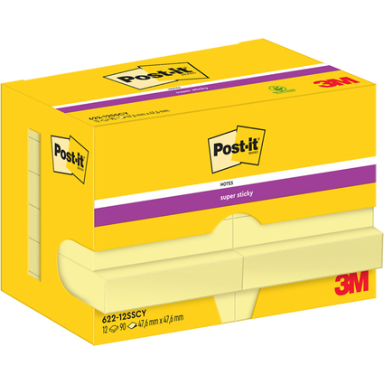 Post-it Super Sticky Notes Haftnotizen, 47,6 x 47,6 mm, gelb