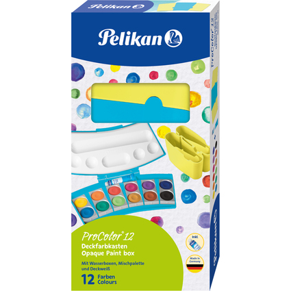 Pelikan Deckfarbkasten ProColor 735, 12 Farben, trkis/gelb