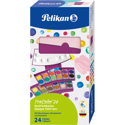 Pelikan Deckfarbkasten ProColor 735, 24 Farben, beere/rosa