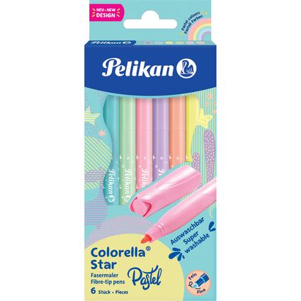 Pelikan Fasermaler colorella star pastell, 6er Kartonetui