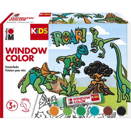 Marabu KiDS Window Color-Set "Dinosaurier", 6 x 25 ml