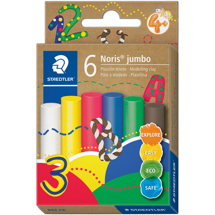 STAEDTLER Plastilin-Knete Noris jumbo, 6 Basisfarben