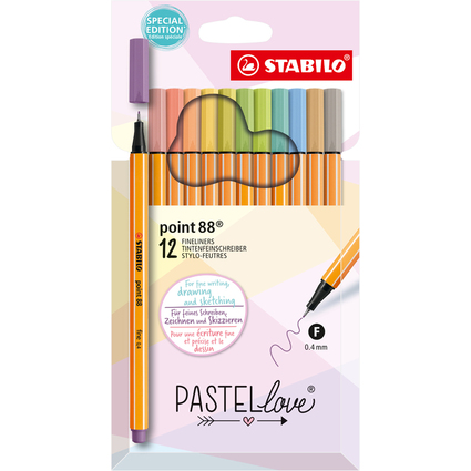 STABILO Fineliner point 88 Pastellove, 12er Karton-Etui