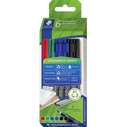 STAEDTLER Lumocolor Permanent-Marker 318F, 6er Faltschachtel