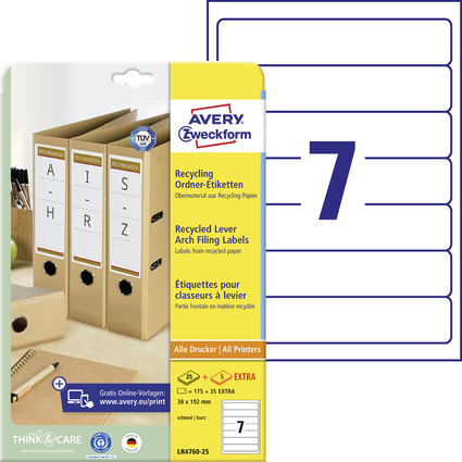 AVERY Zweckform Recycling Ordnerrcken-Etiketten, 38 x 192mm