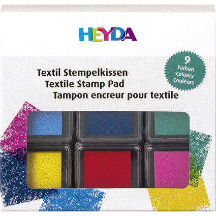 HEYDA Stempelkissen-Set "Textil", farbig sortiert