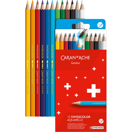 CARAN D'ACHE Buntstifte Swisscolor Aquarelle,12er Kartonetui