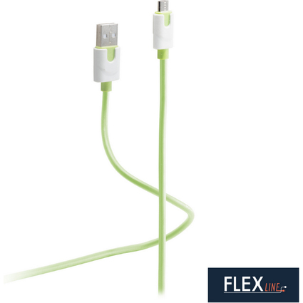 FLEXLINE Daten- & Ladekabel, USB-A - USB-B, grn, 2,0 m