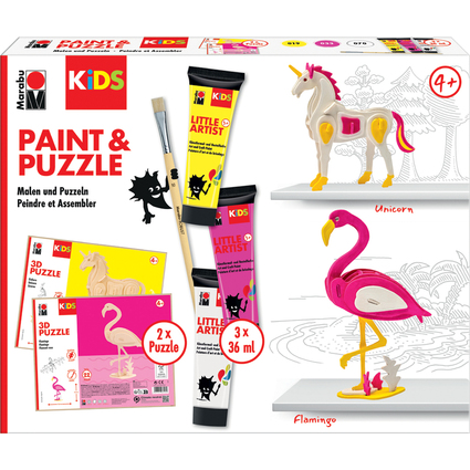 Marabu KiDS Paint & Puzzle Set Little Artist, Flamingo