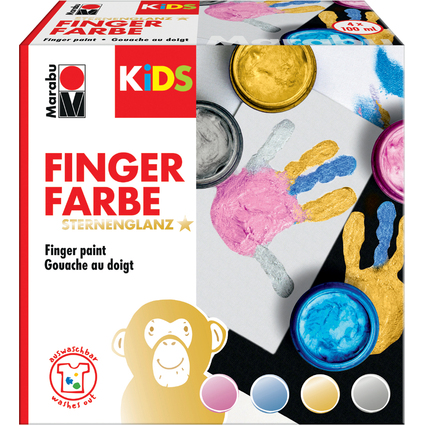 Marabu KiDS Fingerfarbe Sternenglanz, 100 ml, 4er Set