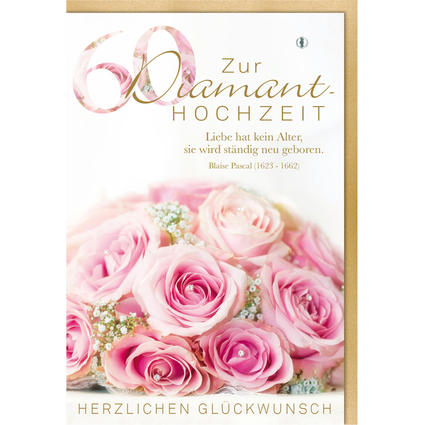 SUSY CARD Hochzeitskarte "Diamanthochzeit Rosenstrau"