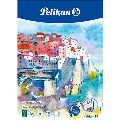 Pelikan Aquarellblock C4/20, DIN A4, 150 g/qm, 20 Blatt