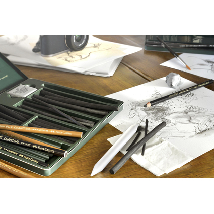 FABER-CASTELL PITT CHARCOAL Set, 24-teiliges Etui